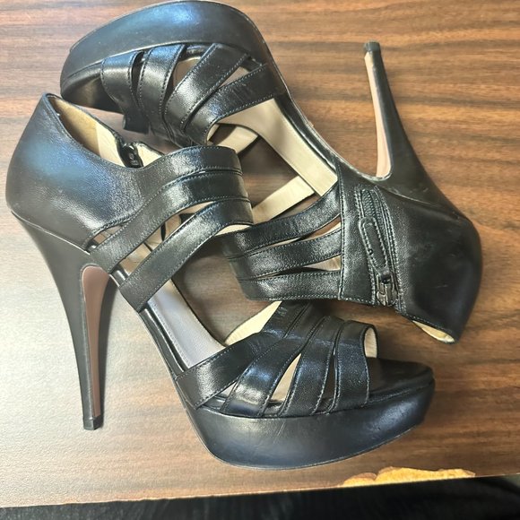 Prada Black Strappy Cage High-Heel Sandal Size 38 - Picture 1 of 6